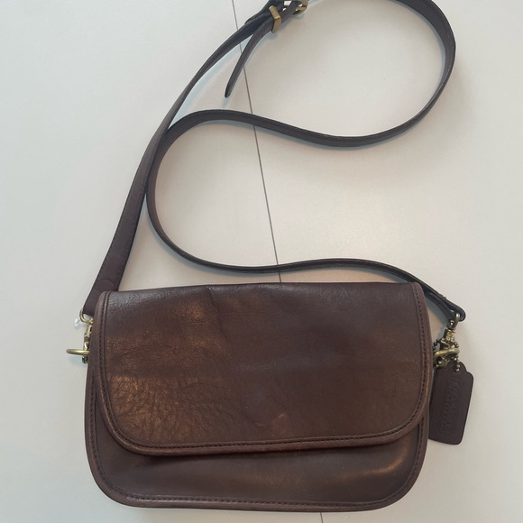 Coach Handbags - Vintage Coach Brown Leather Crossbody Bag with Flap Closure
